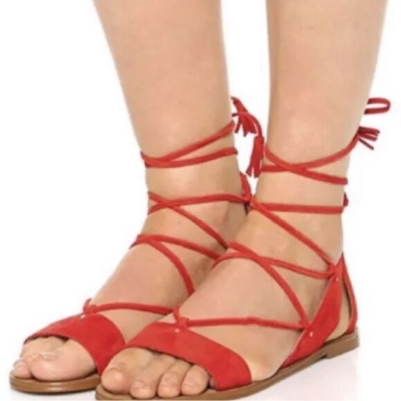 Madewell Size 6.5 Bridget Tassel Lace Up Leather Gladiator Sandals - Picture 1 of 10